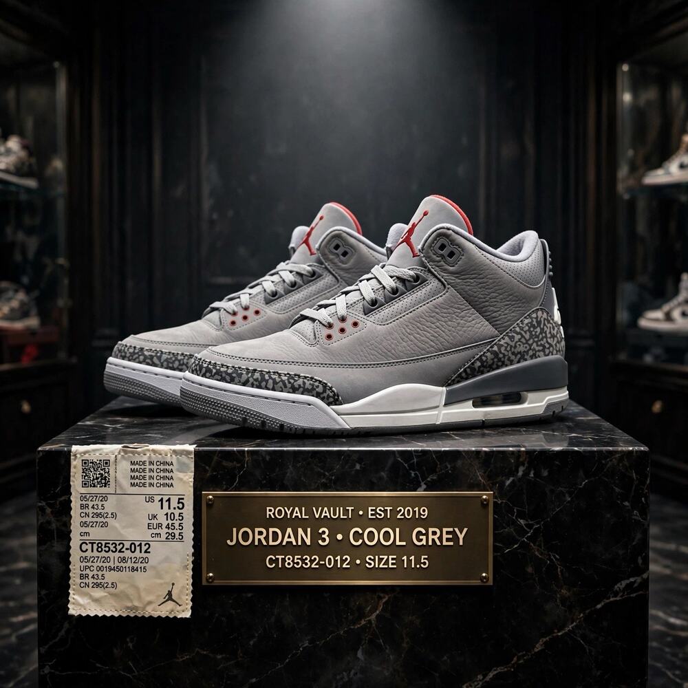 Size 11.5 - Jordan 3 Retro Cool Grey CT8532-012 OG Box